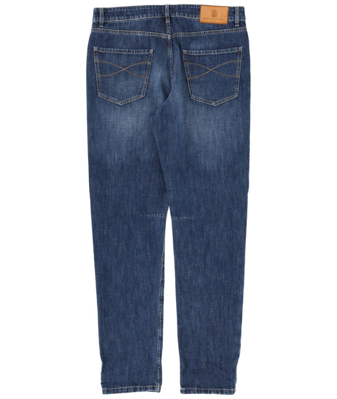 BRUNELLO CUCINELLI Синие хлопковые прямые джинсы, фото 2