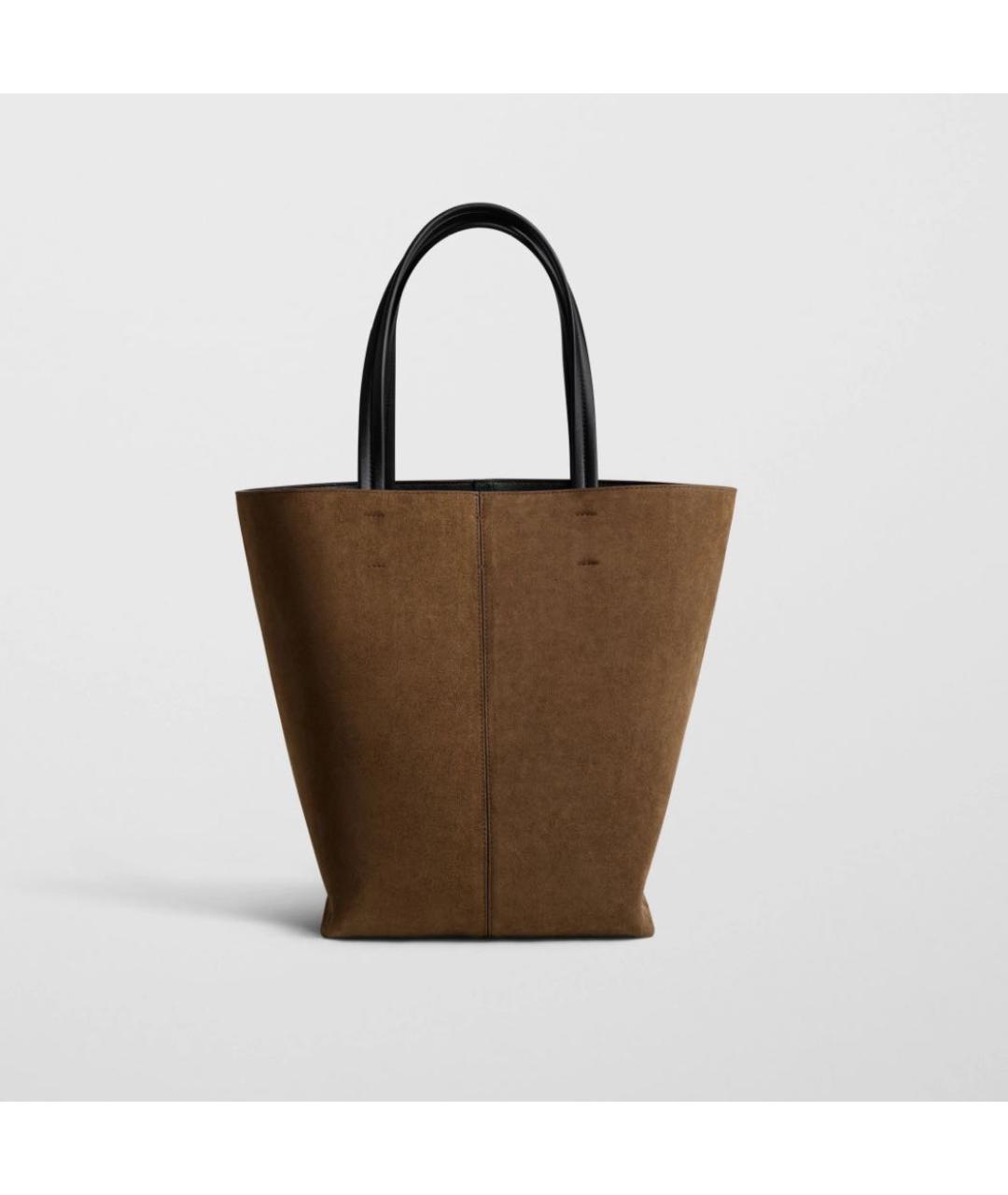 PHOEBE PHILO Коричневая кожаная сумка с короткими ручками, фото 4