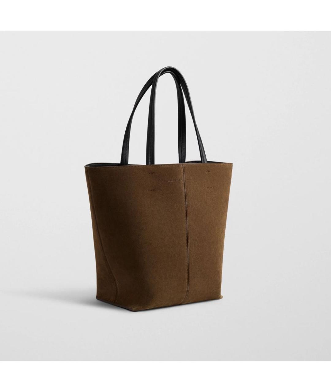 PHOEBE PHILO Коричневая кожаная сумка с короткими ручками, фото 2