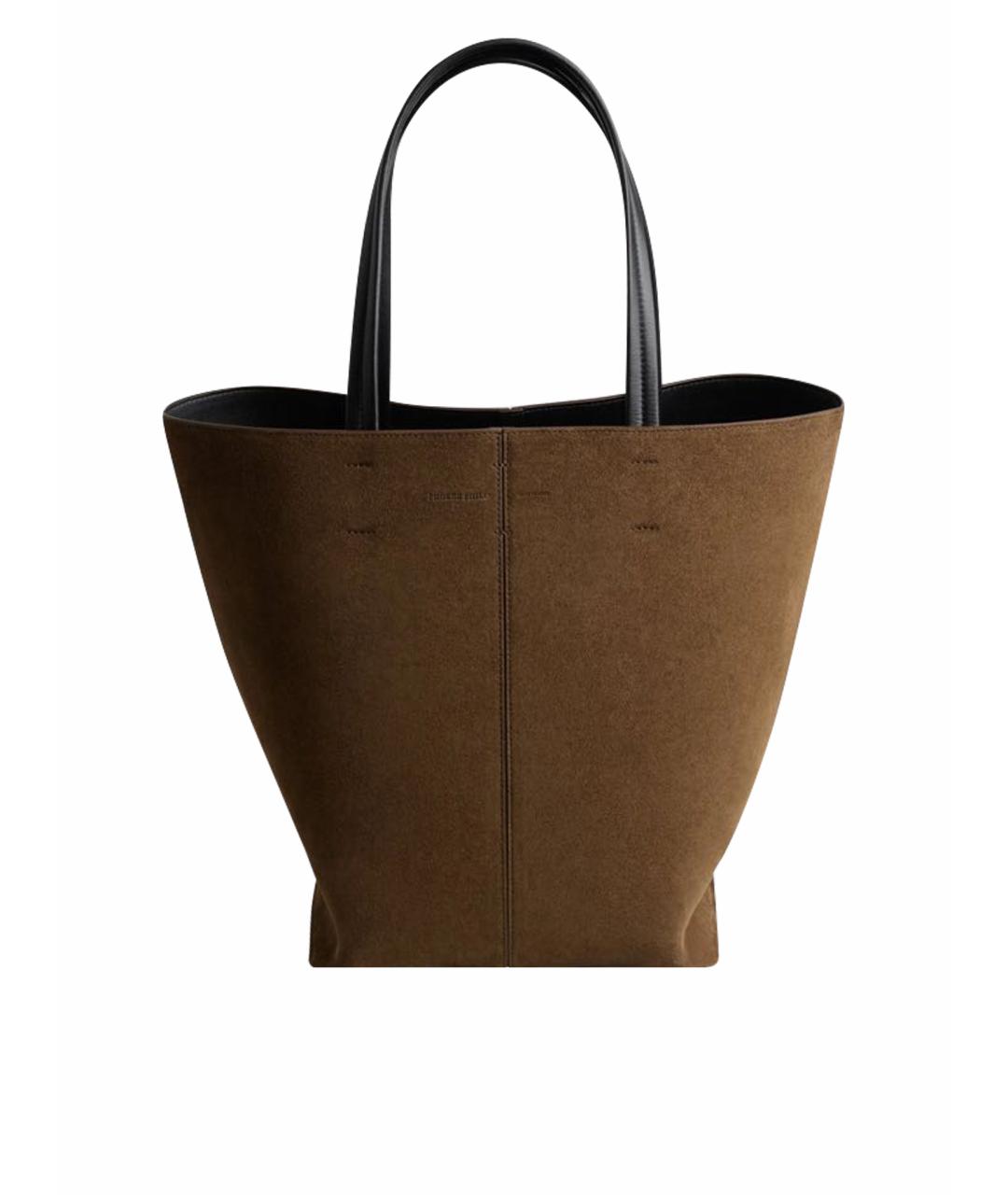 PHOEBE PHILO Коричневая кожаная сумка с короткими ручками, фото 5