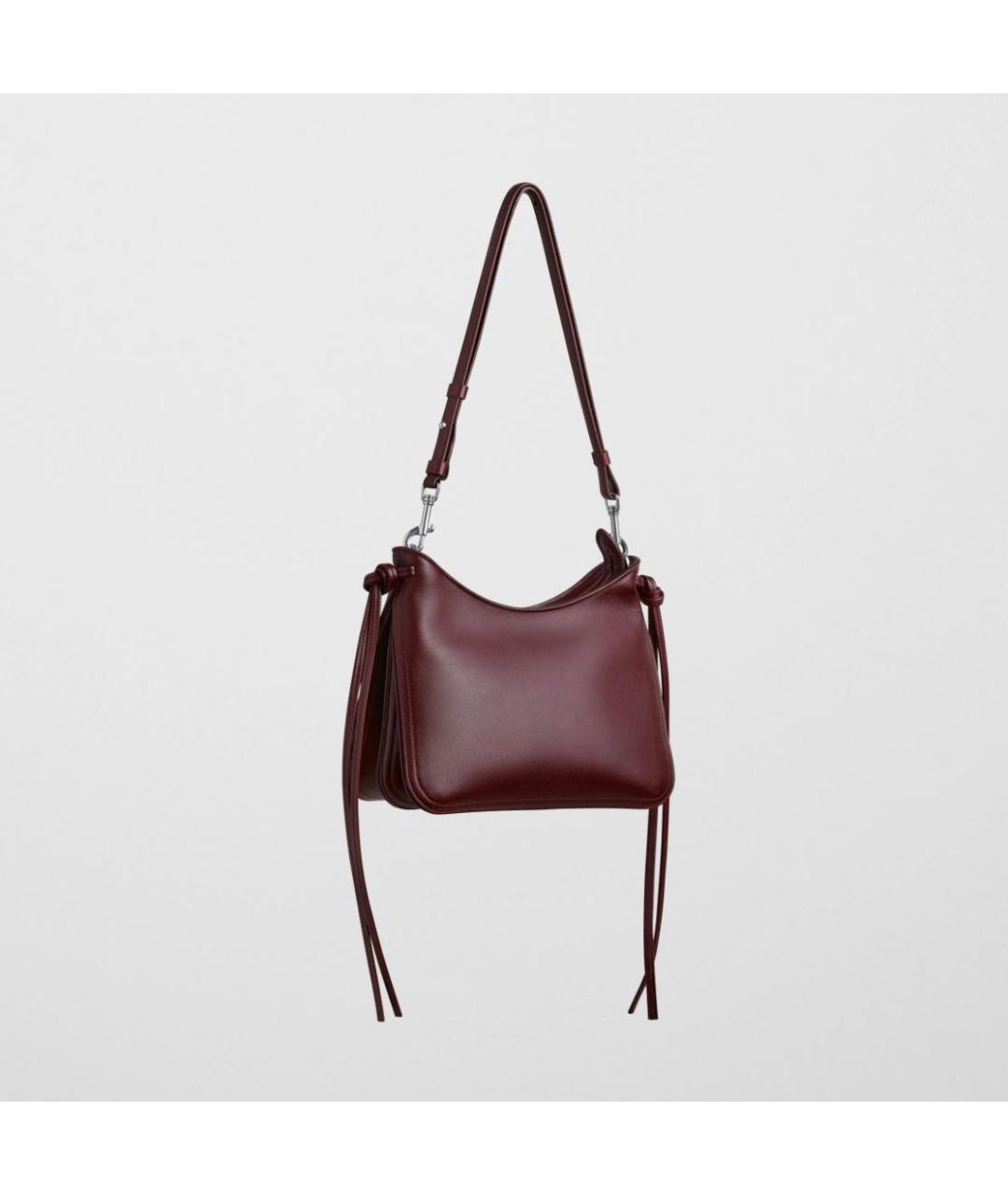 PHOEBE PHILO Бордовая кожаная сумка с короткими ручками, фото 2