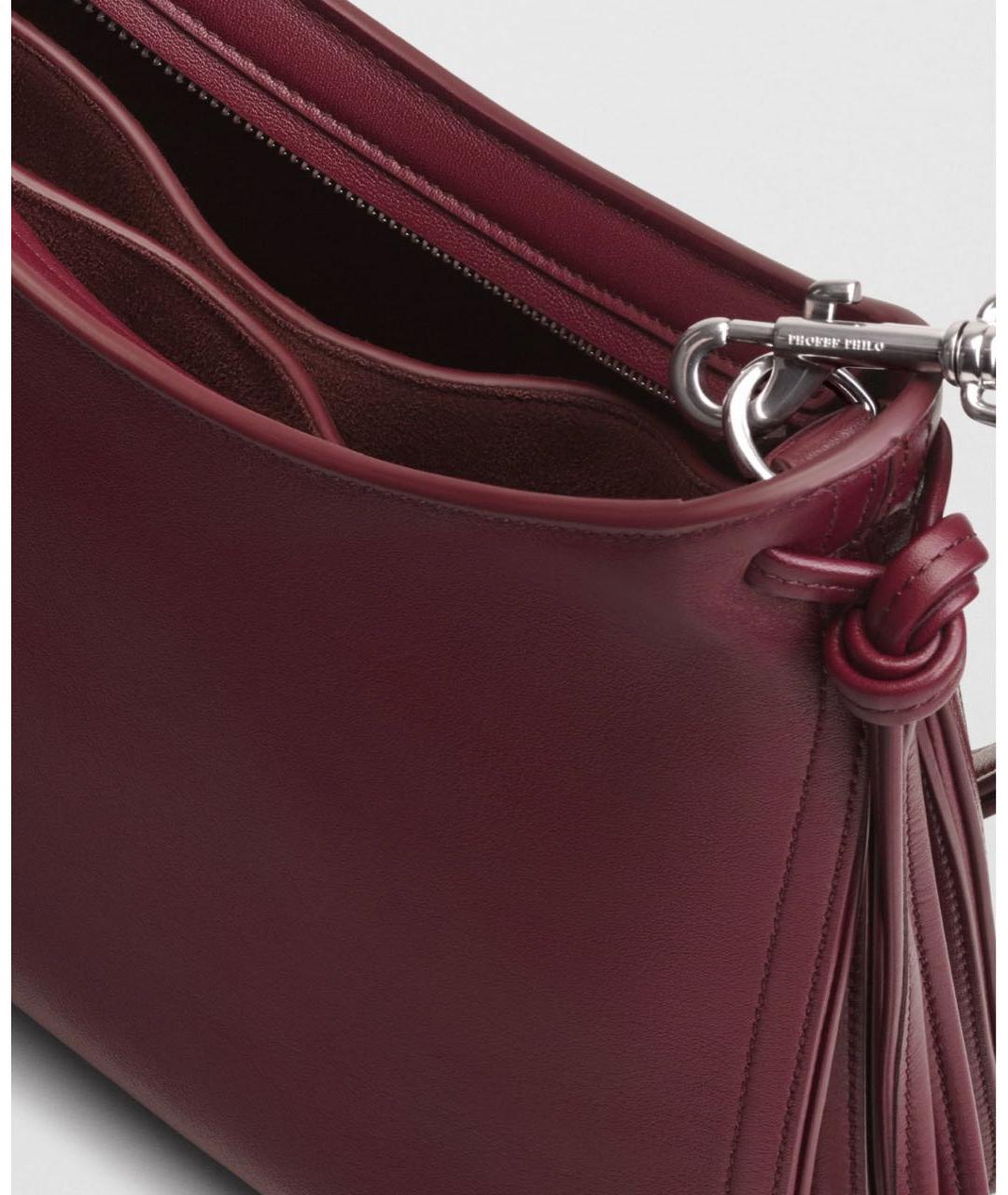 PHOEBE PHILO Бордовая кожаная сумка с короткими ручками, фото 3