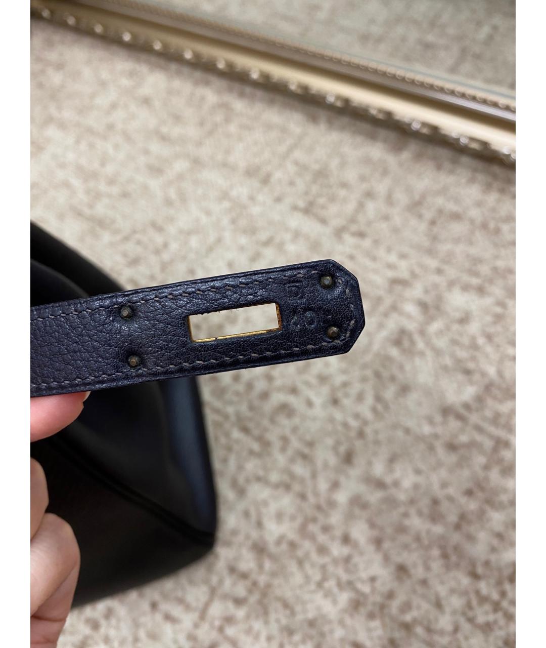 HERMES Черная кожаная сумка с короткими ручками, фото 6