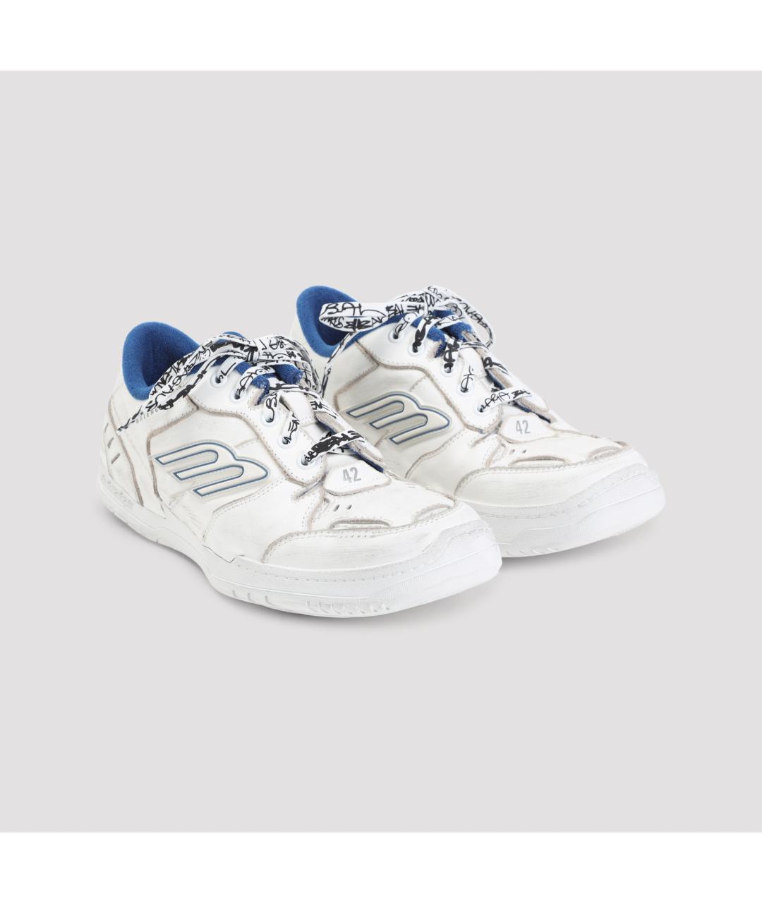 BALENCIAGA Белые кожаные низкие кроссовки / кеды, фото 5