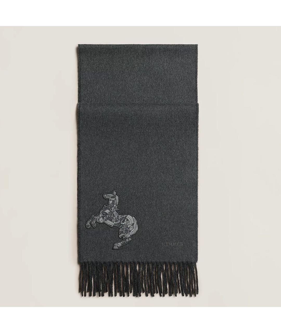 HERMES Антрацитовый кашемировый шарф, фото 5