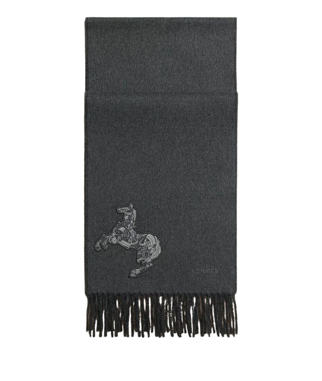HERMES Антрацитовый кашемировый шарф, фото 1