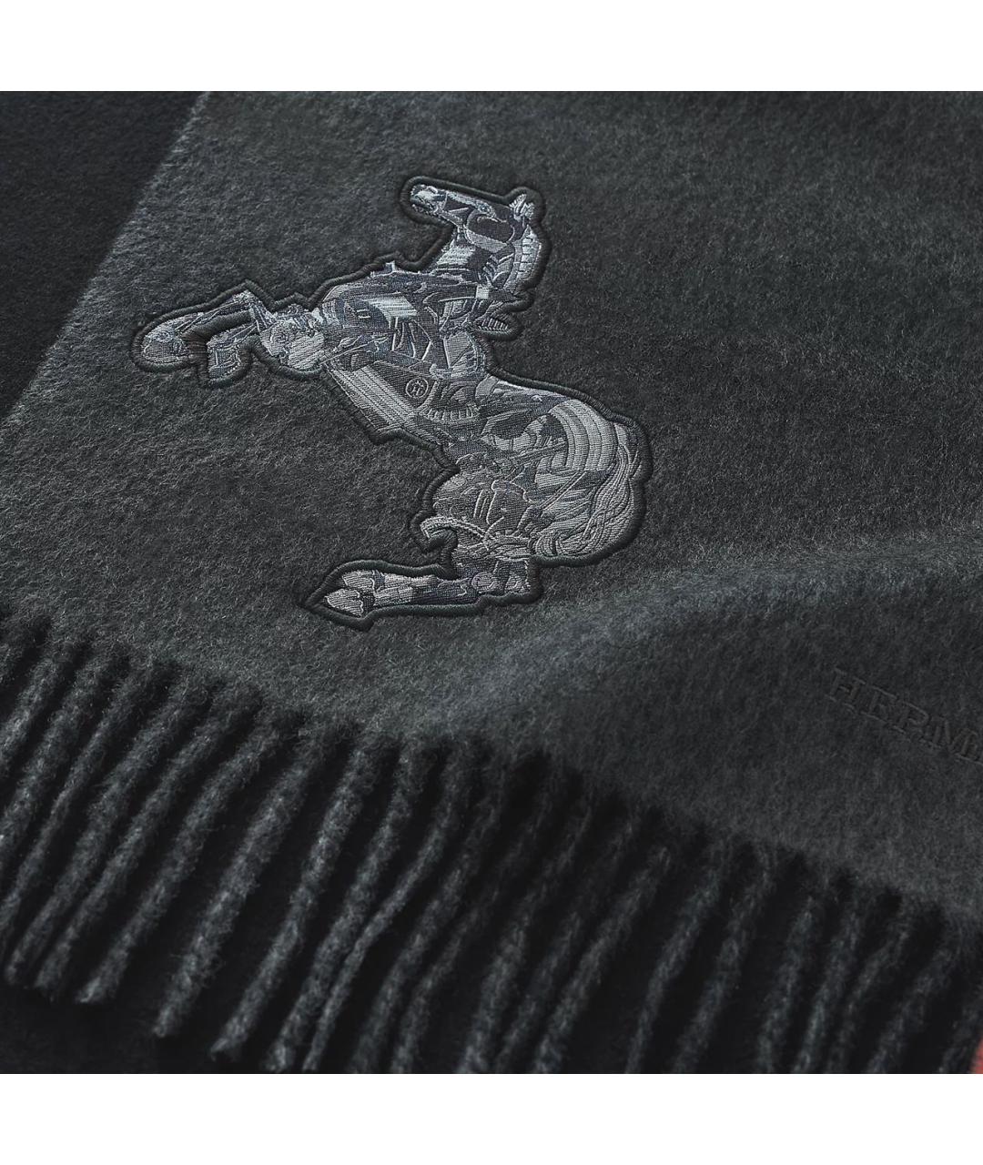 HERMES Антрацитовый кашемировый шарф, фото 3