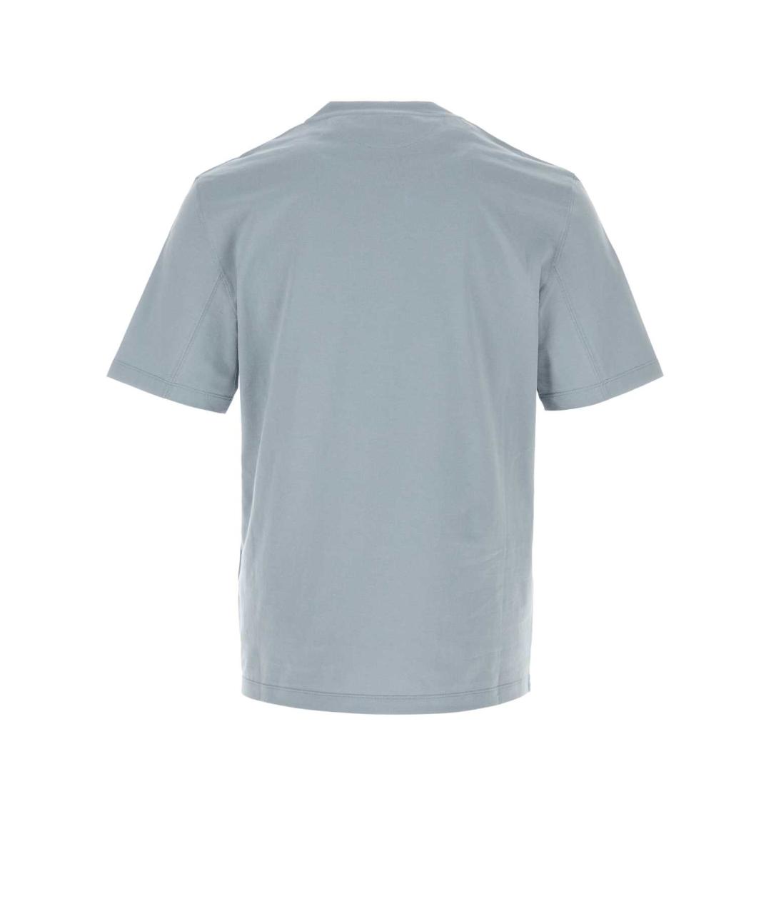 BRUNELLO CUCINELLI Голубая хлопковая футболка, фото 2