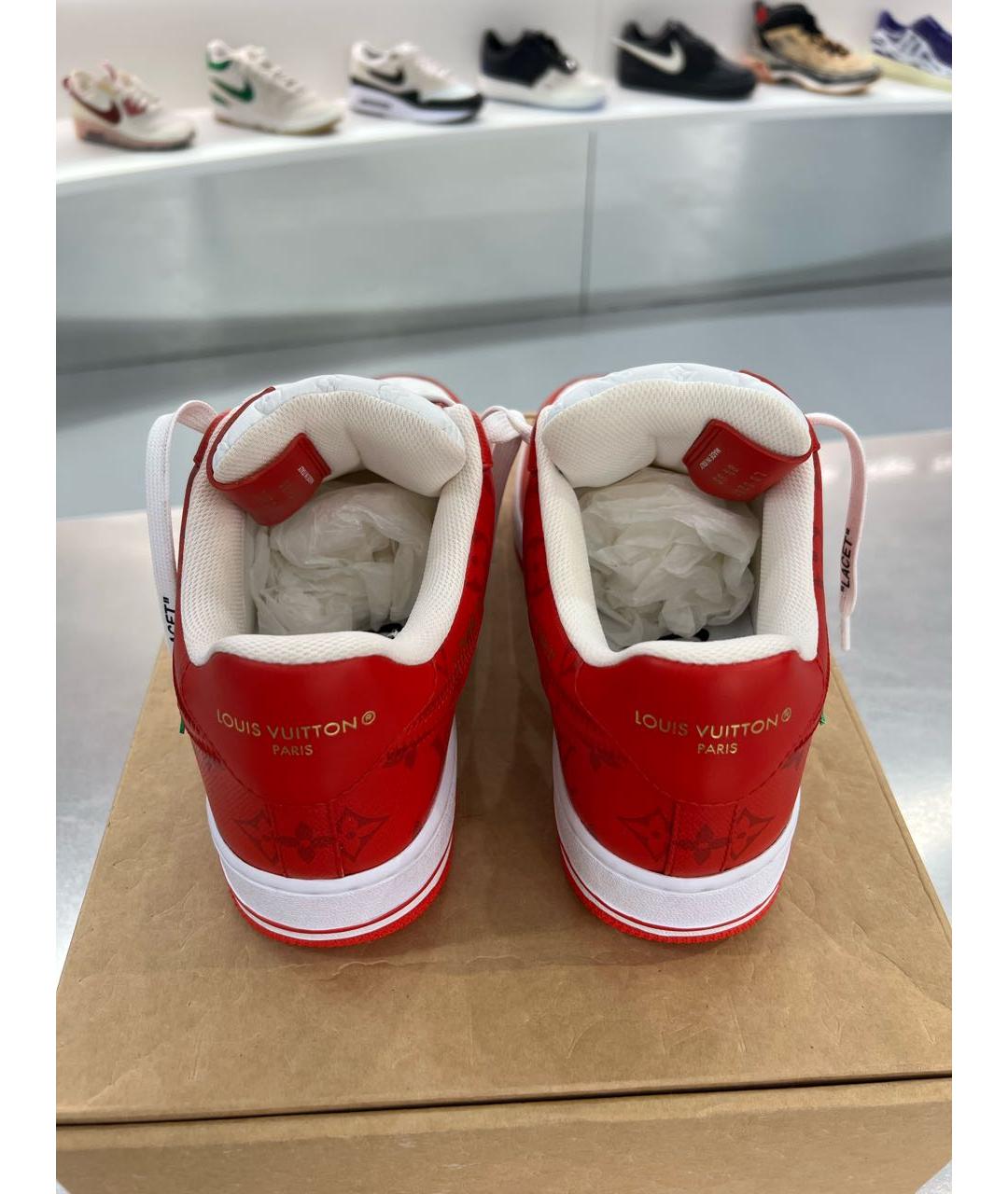 NIKE Красные кожаные низкие кроссовки / кеды, фото 3