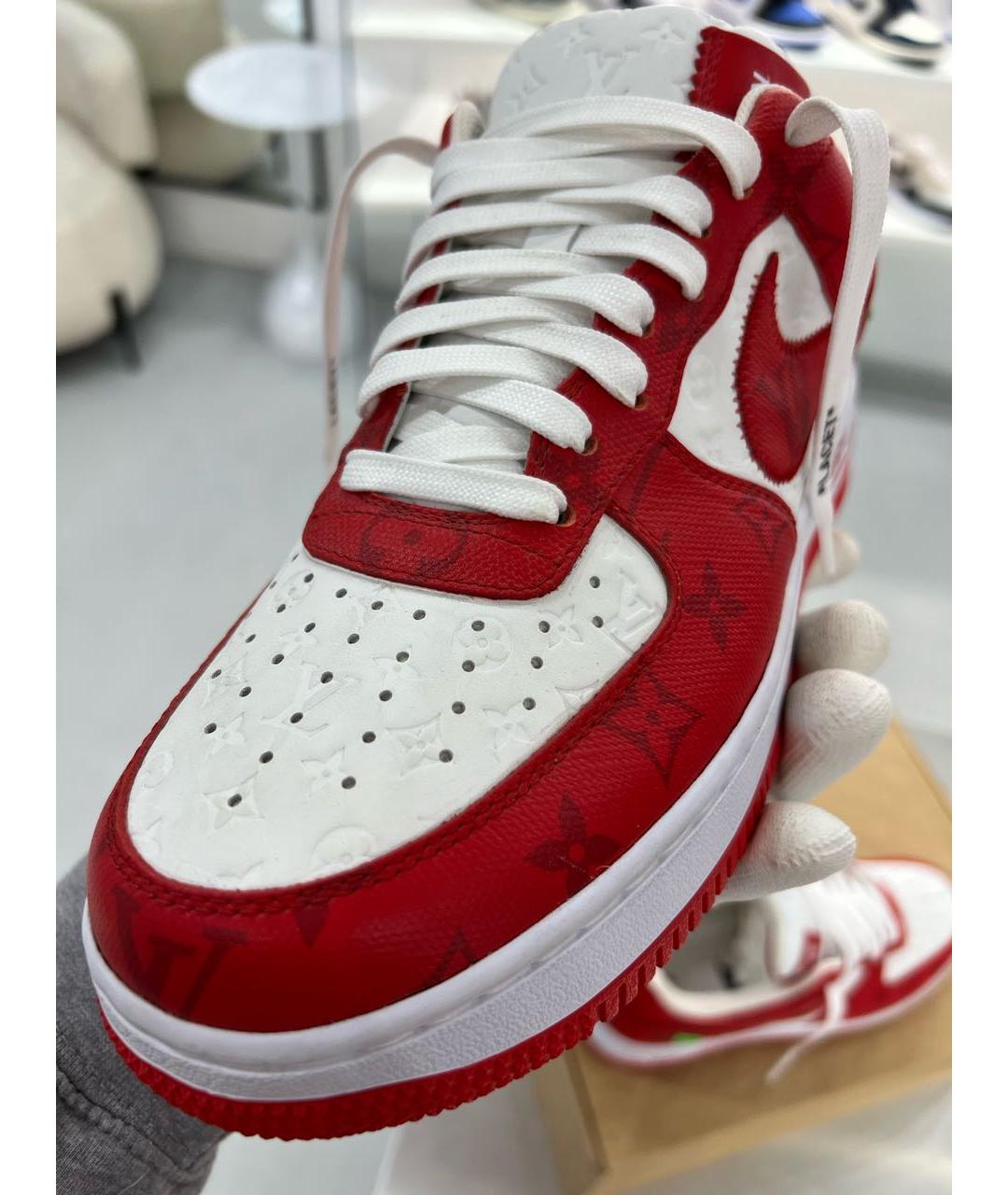 NIKE Красные кожаные низкие кроссовки / кеды, фото 6