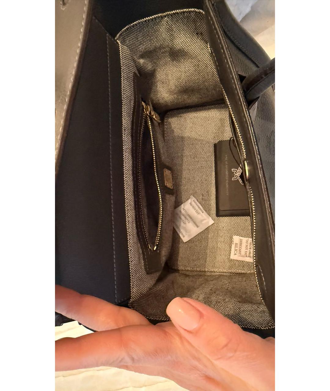 MCM Антрацитовая кожаная сумка тоут, фото 4