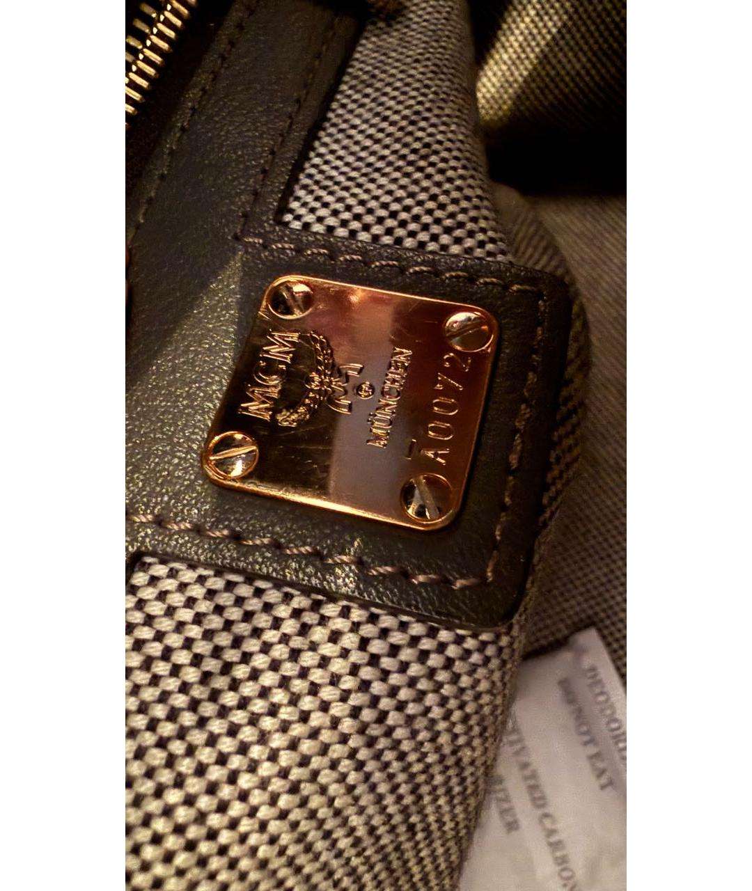 MCM Антрацитовая кожаная сумка тоут, фото 6