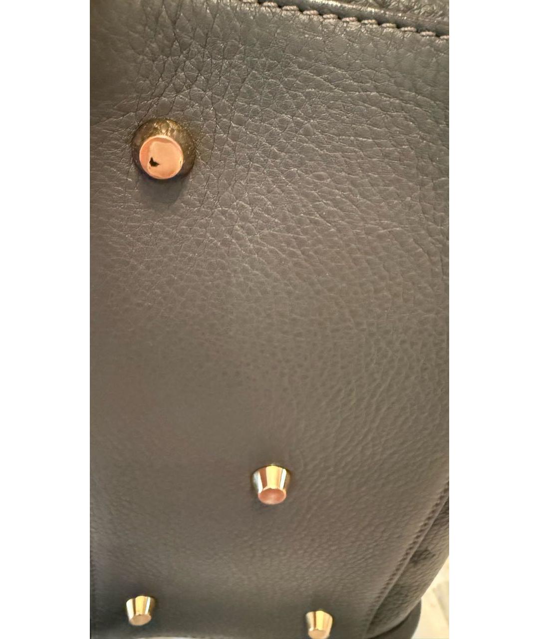 MCM Антрацитовая кожаная сумка тоут, фото 8