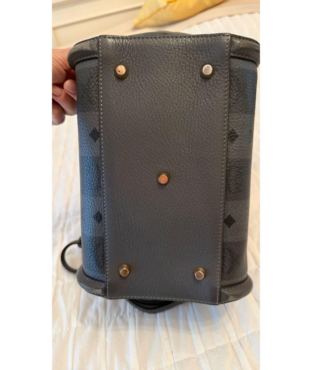 MCM Антрацитовая кожаная сумка тоут, фото 5