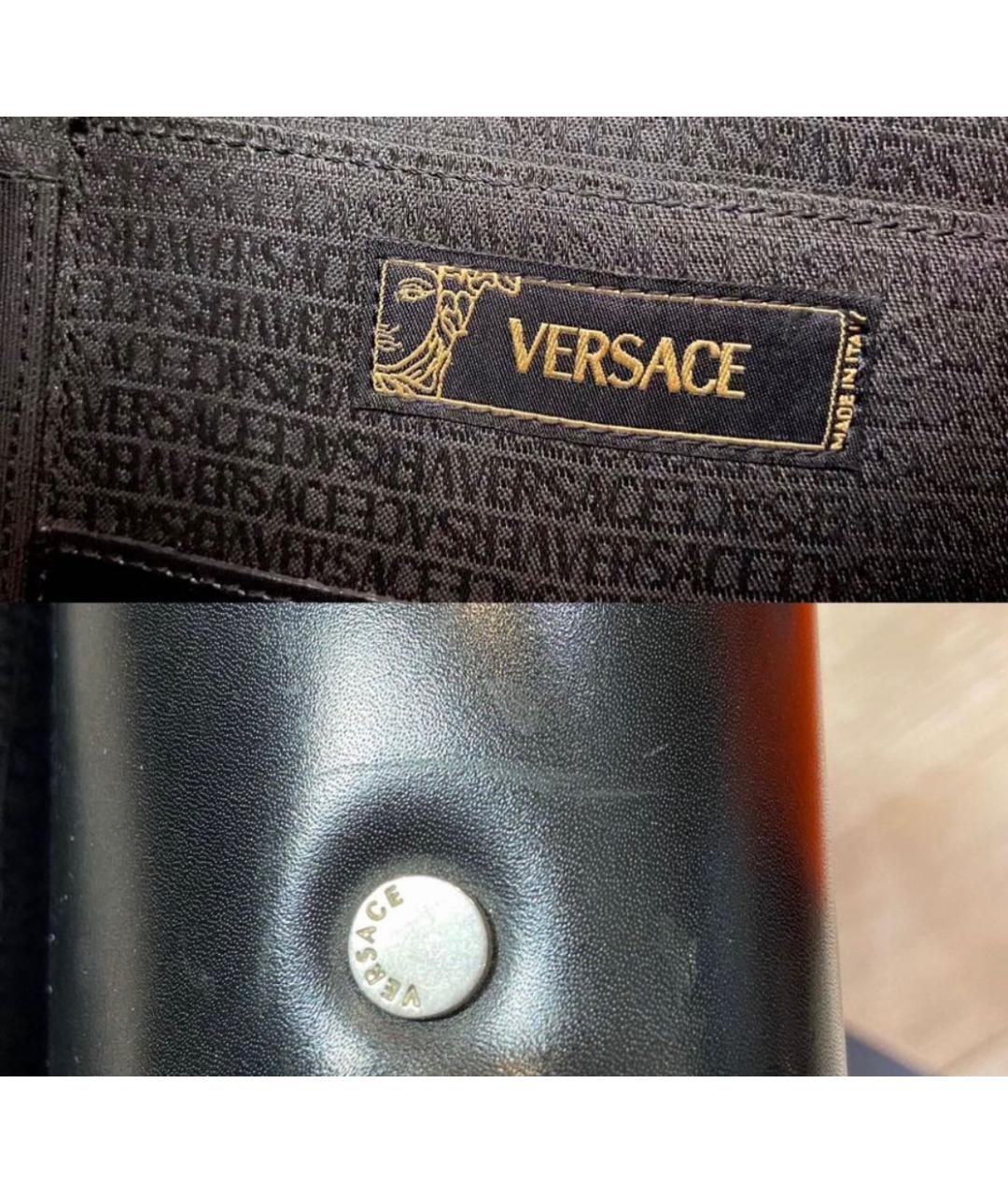 VERSACE Черный кожаный портфель, фото 6