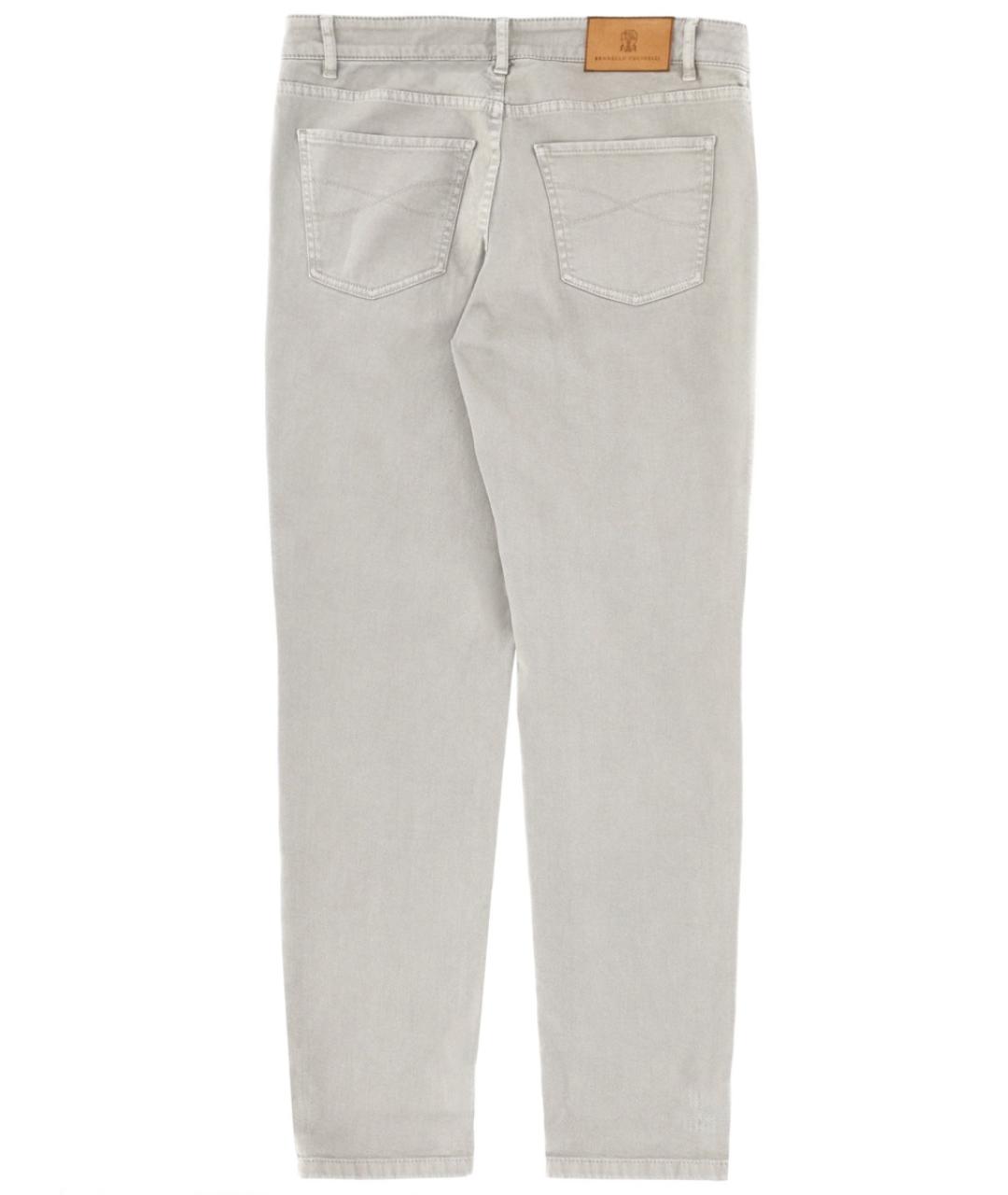 BRUNELLO CUCINELLI Серые хлопковые прямые джинсы, фото 2
