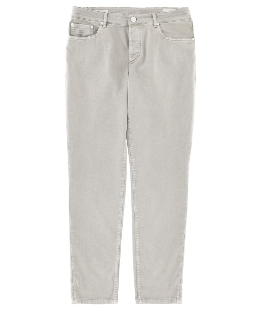 BRUNELLO CUCINELLI Серые хлопковые прямые джинсы, фото 1