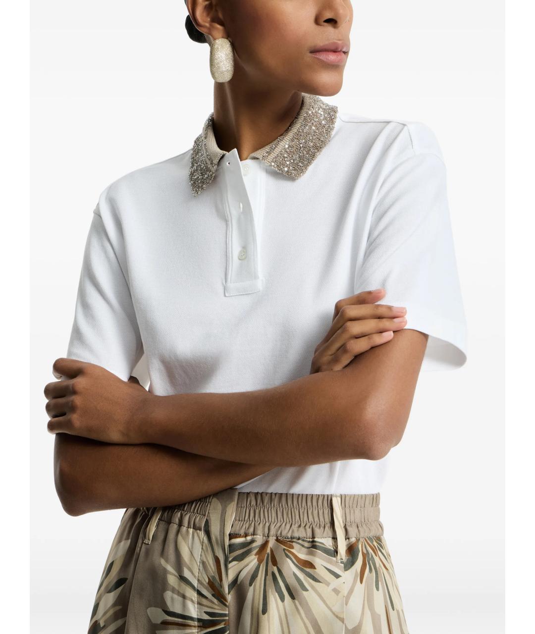 BRUNELLO CUCINELLI Белая хлопковая футболка, фото 3