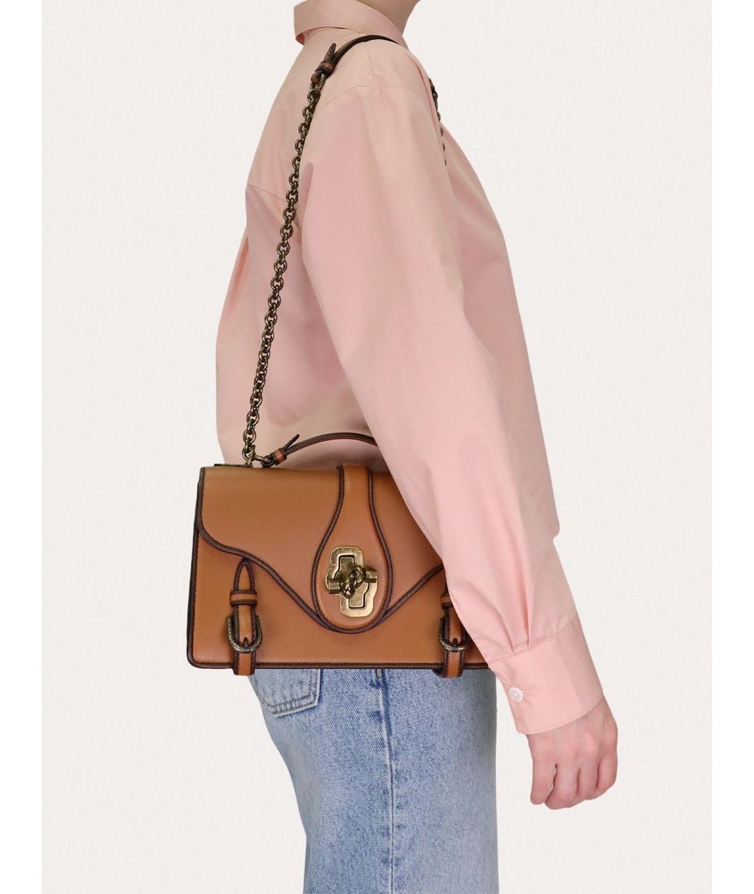 BOTTEGA VENETA Коричневая кожаная сумка через плечо, фото 8