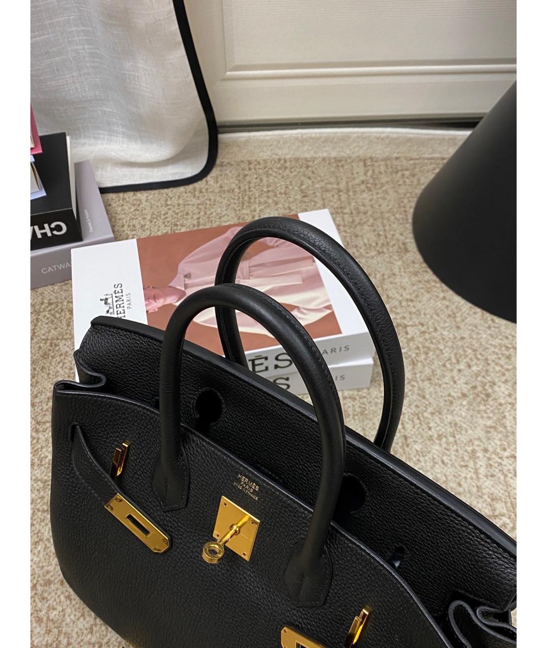 HERMES Черная кожаная сумка с короткими ручками, фото 3