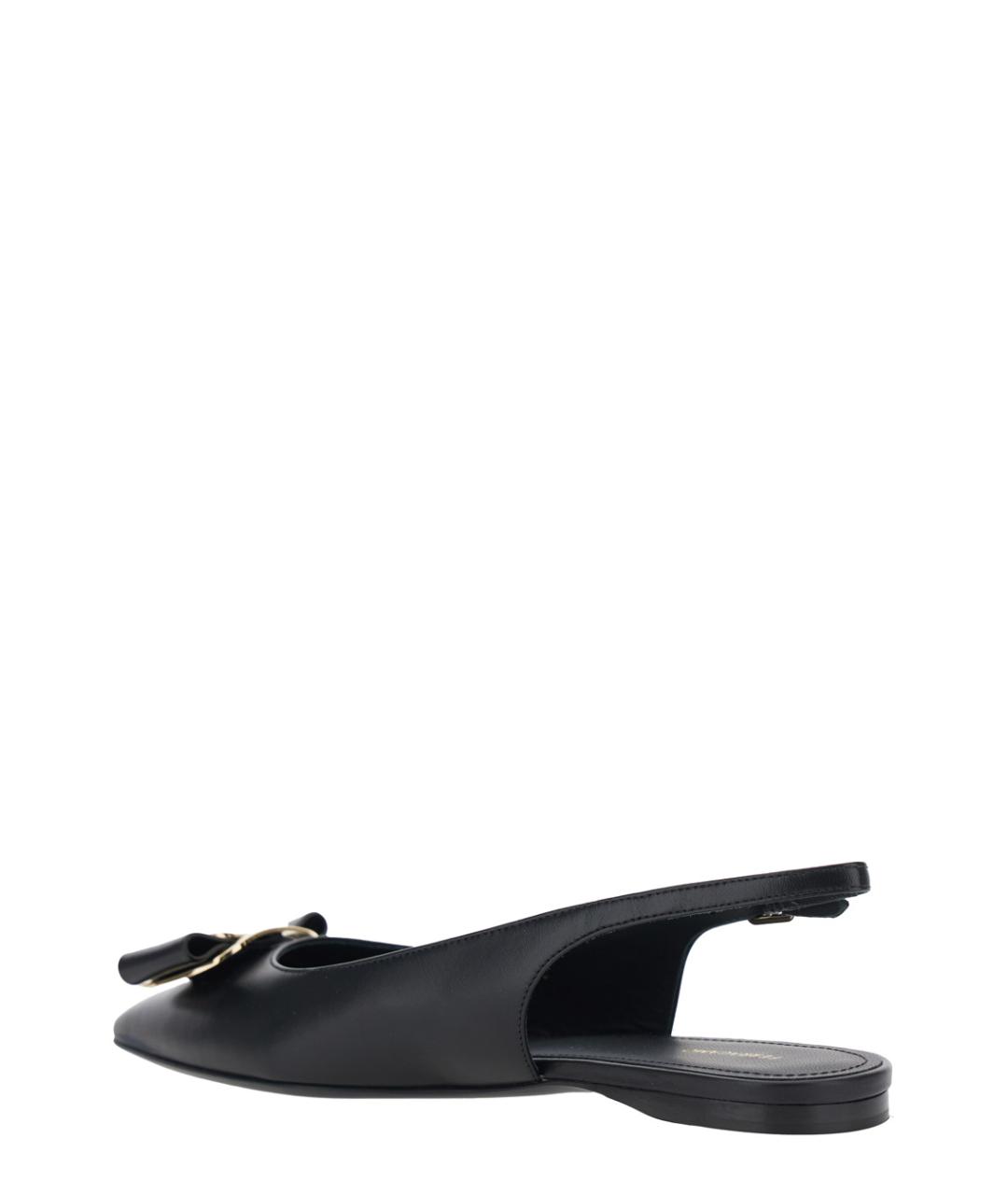 FERRAGAMO Черные кожаные балетки, фото 2