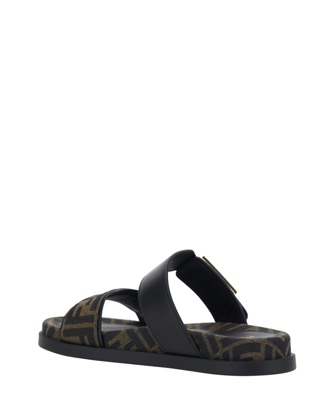 FENDI Коричневые текстильные шлепанцы, фото 3