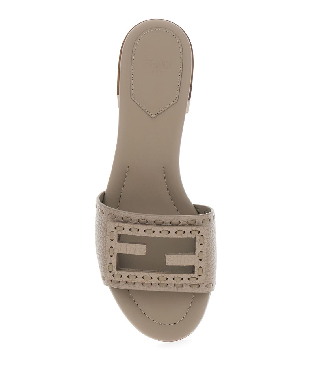 FENDI Серые кожаные мюли, фото 4