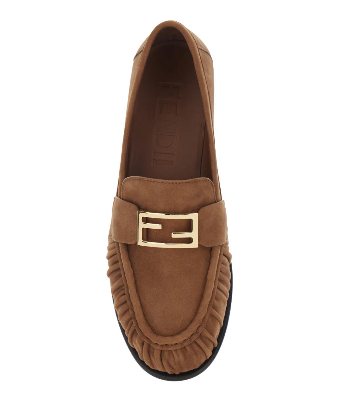 FENDI Коричневые замшевые лоферы, фото 4