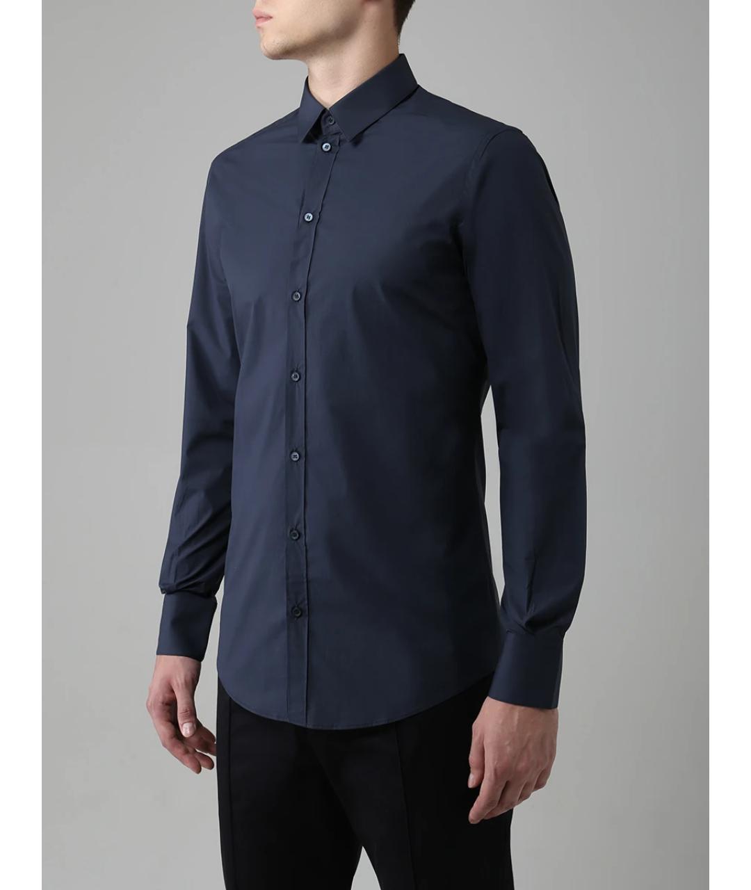 DOLCE&GABBANA Синяя хлопковая кэжуал рубашка, фото 4