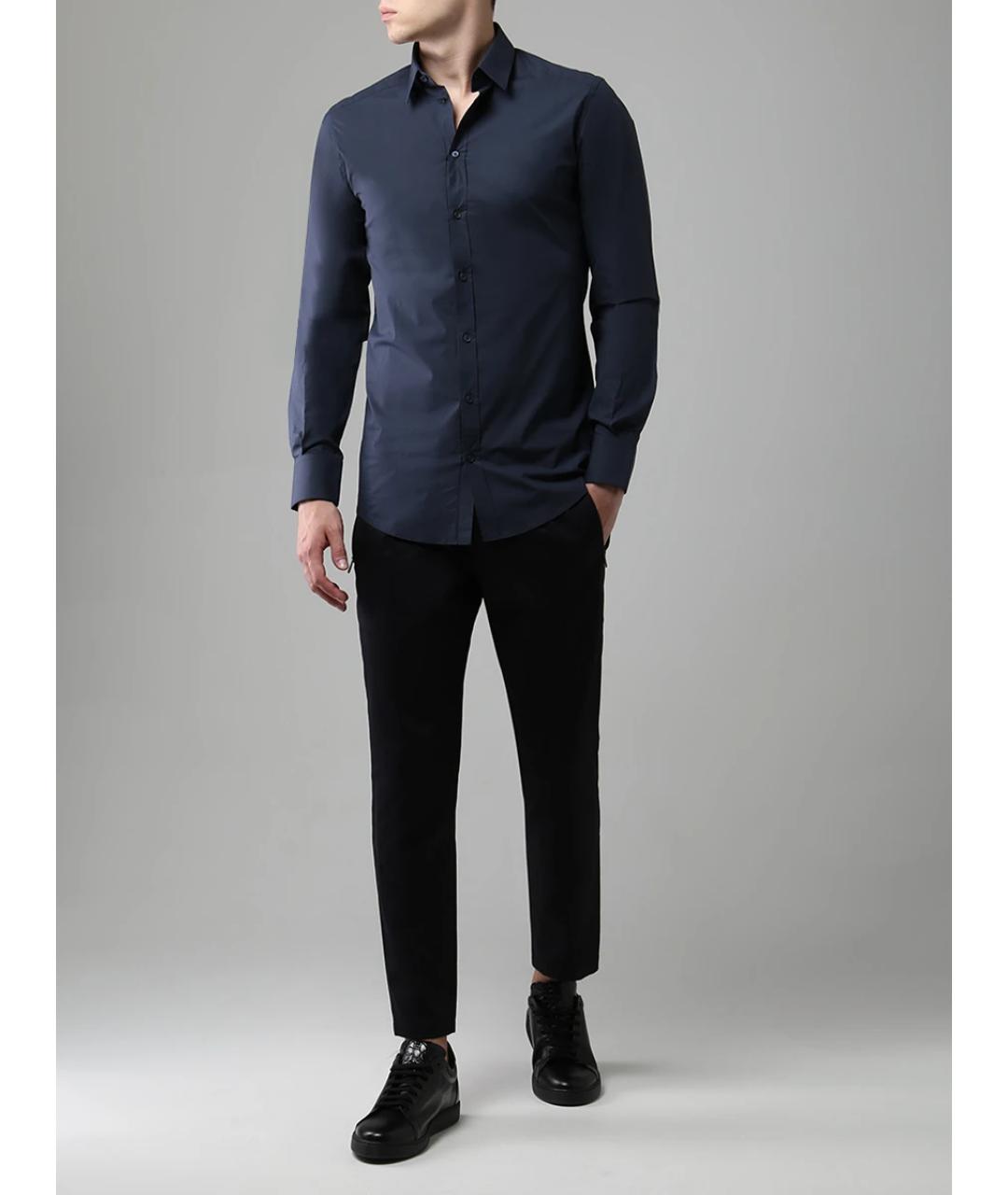 DOLCE&GABBANA Синяя хлопковая кэжуал рубашка, фото 2