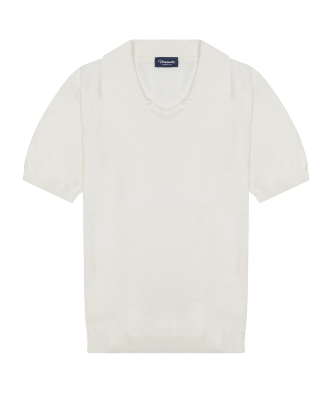 Drumohr Белое хлопковое поло с коротким рукавом, фото 1