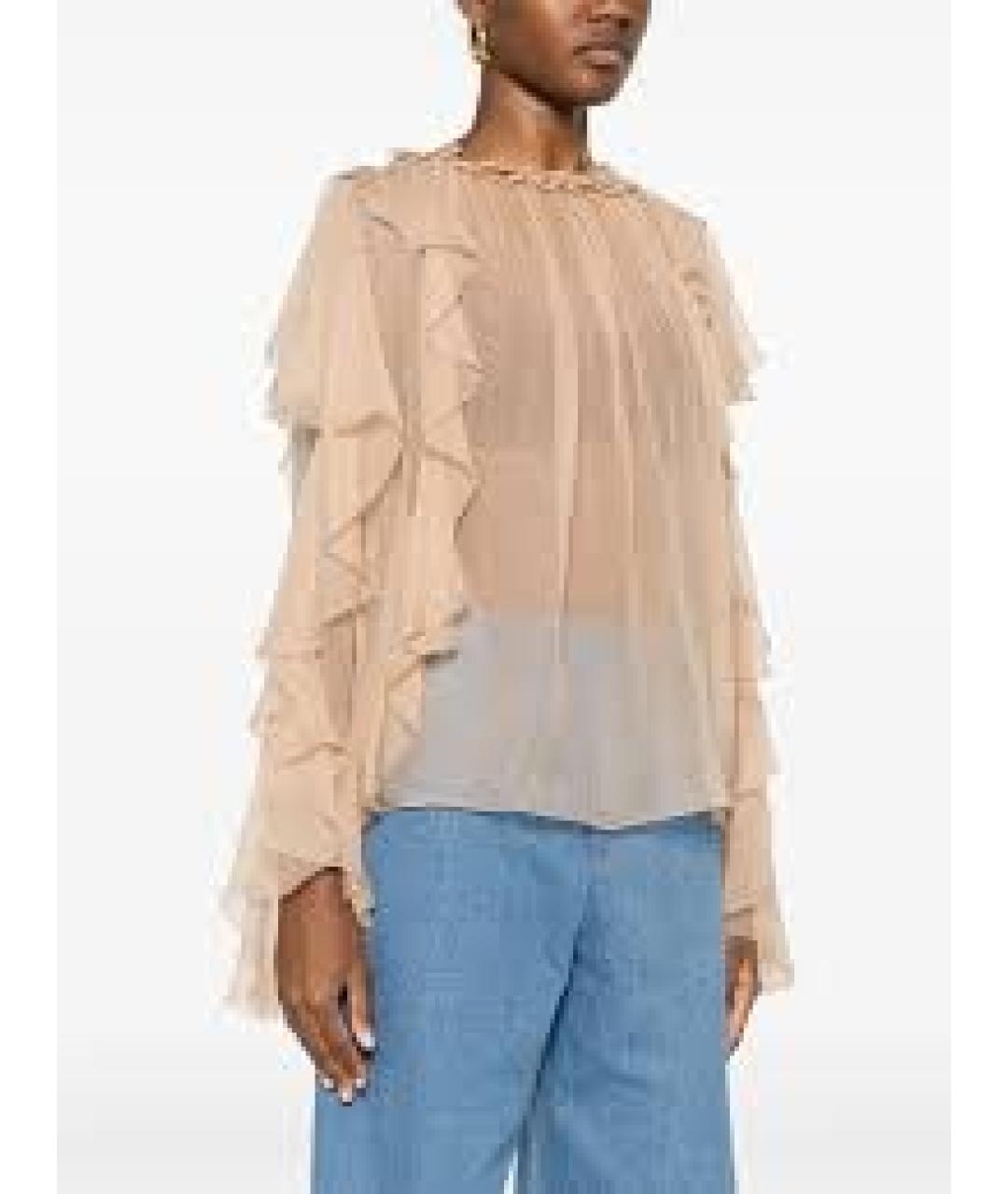 ALBERTA FERRETTI Бежевая шелковая блузы, фото 3