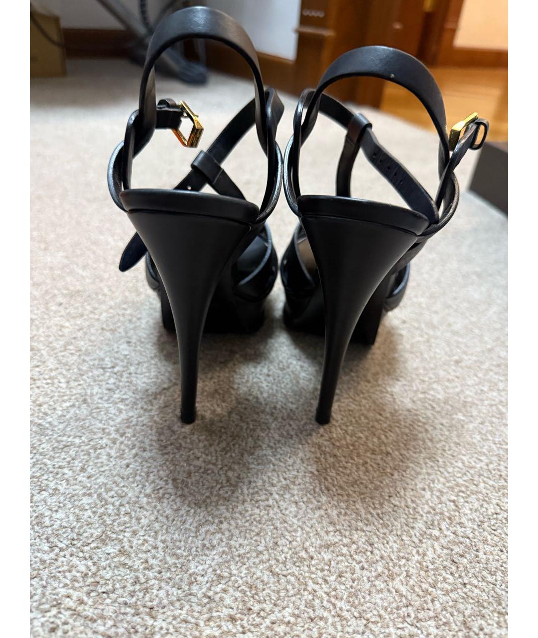 SAINT LAURENT Черные кожаные босоножки, фото 3