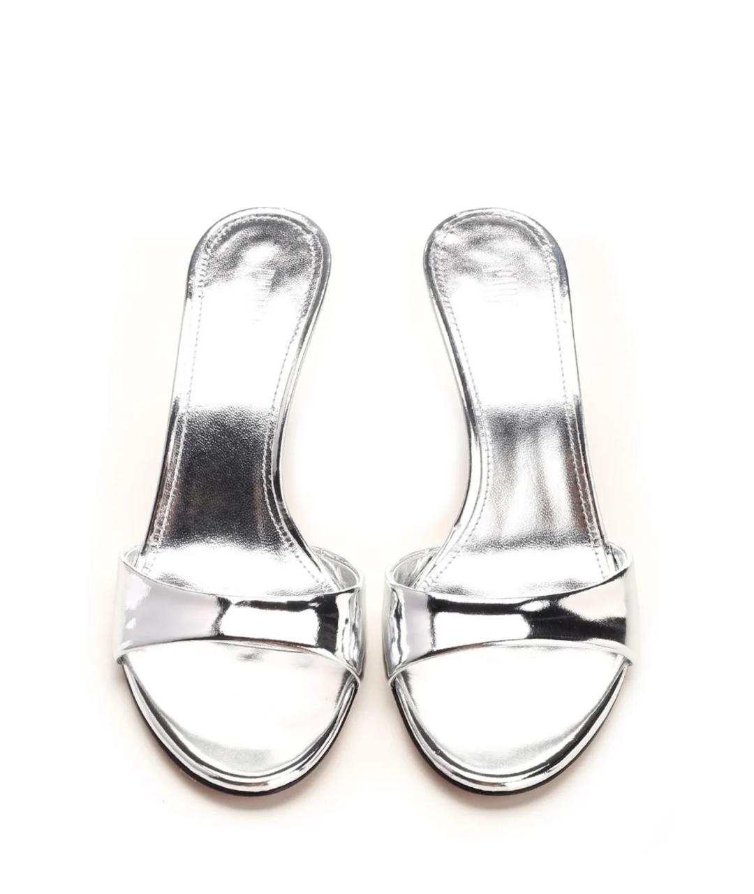 PARIS TEXAS Серебряные кожаные мюли, фото 4