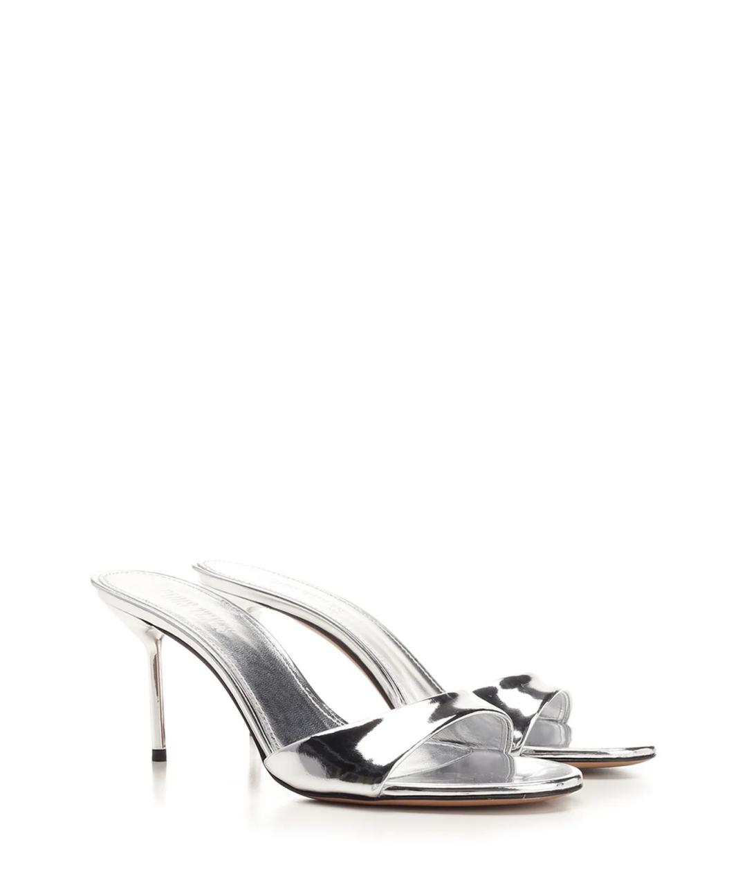 PARIS TEXAS Серебряные кожаные мюли, фото 3