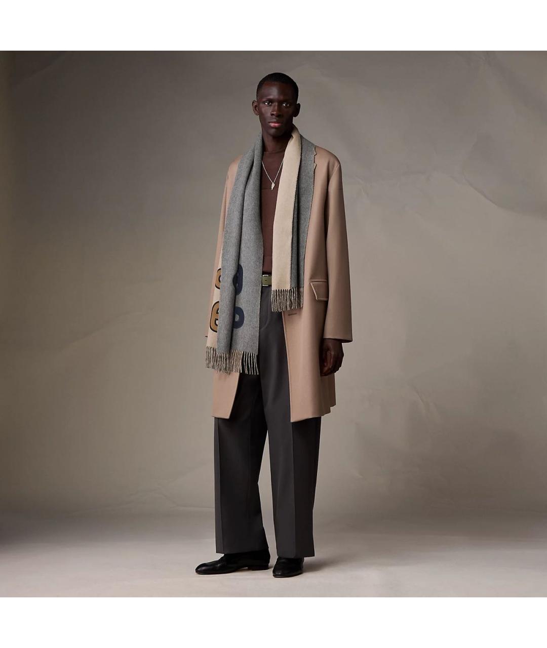 HERMES Серый кашемировый шарф, фото 2