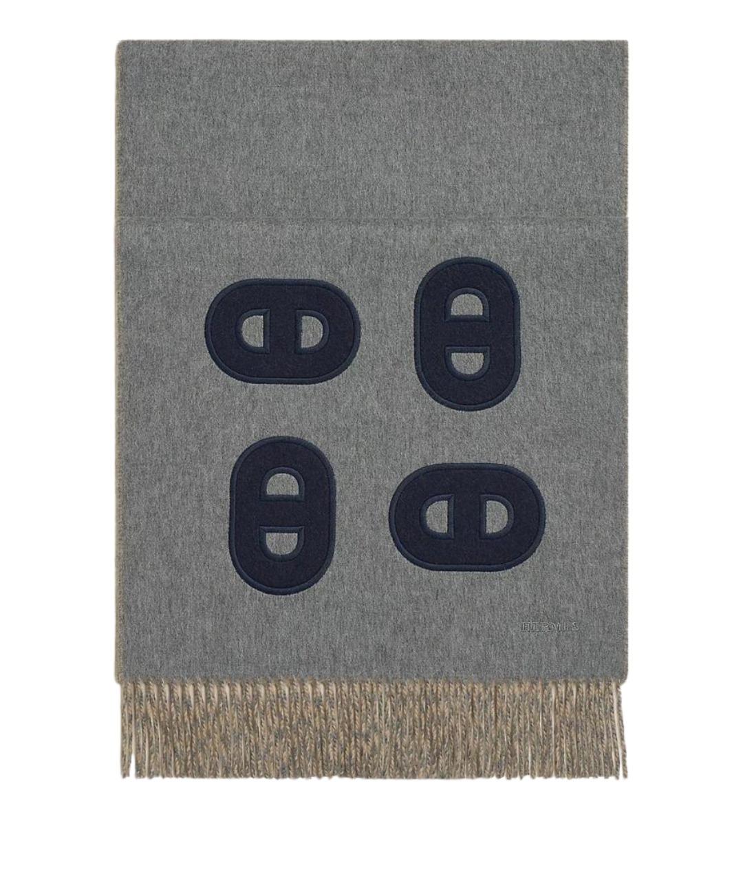 HERMES Серый кашемировый шарф, фото 1