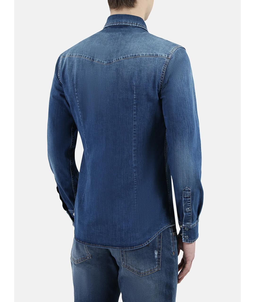 DOLCE&GABBANA Синяя хлопковая кэжуал рубашка, фото 3