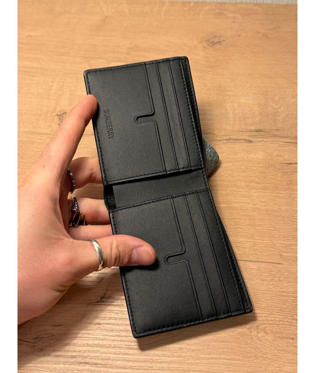 BURBERRY Черный кожаный кошелек, фото 3