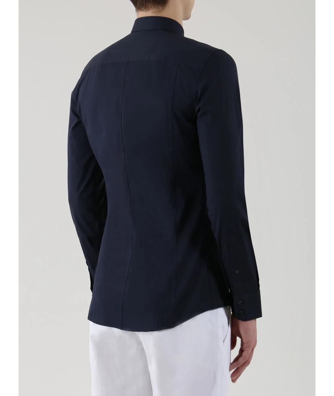 DOLCE&GABBANA Темно-синяя хлопковая кэжуал рубашка, фото 3