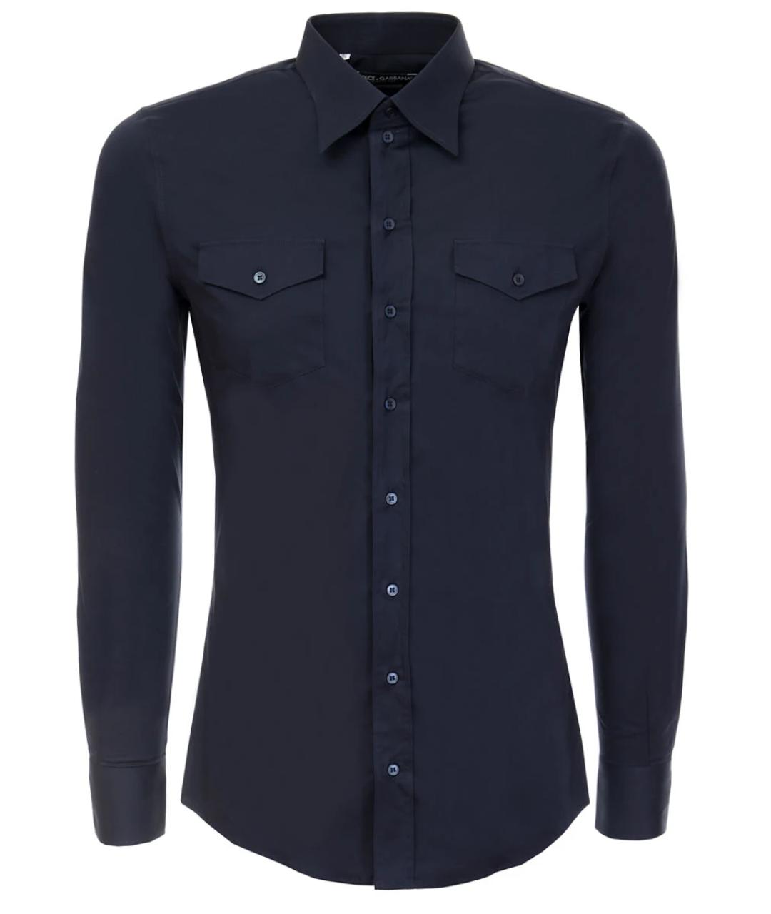 DOLCE&GABBANA Темно-синяя хлопковая кэжуал рубашка, фото 1
