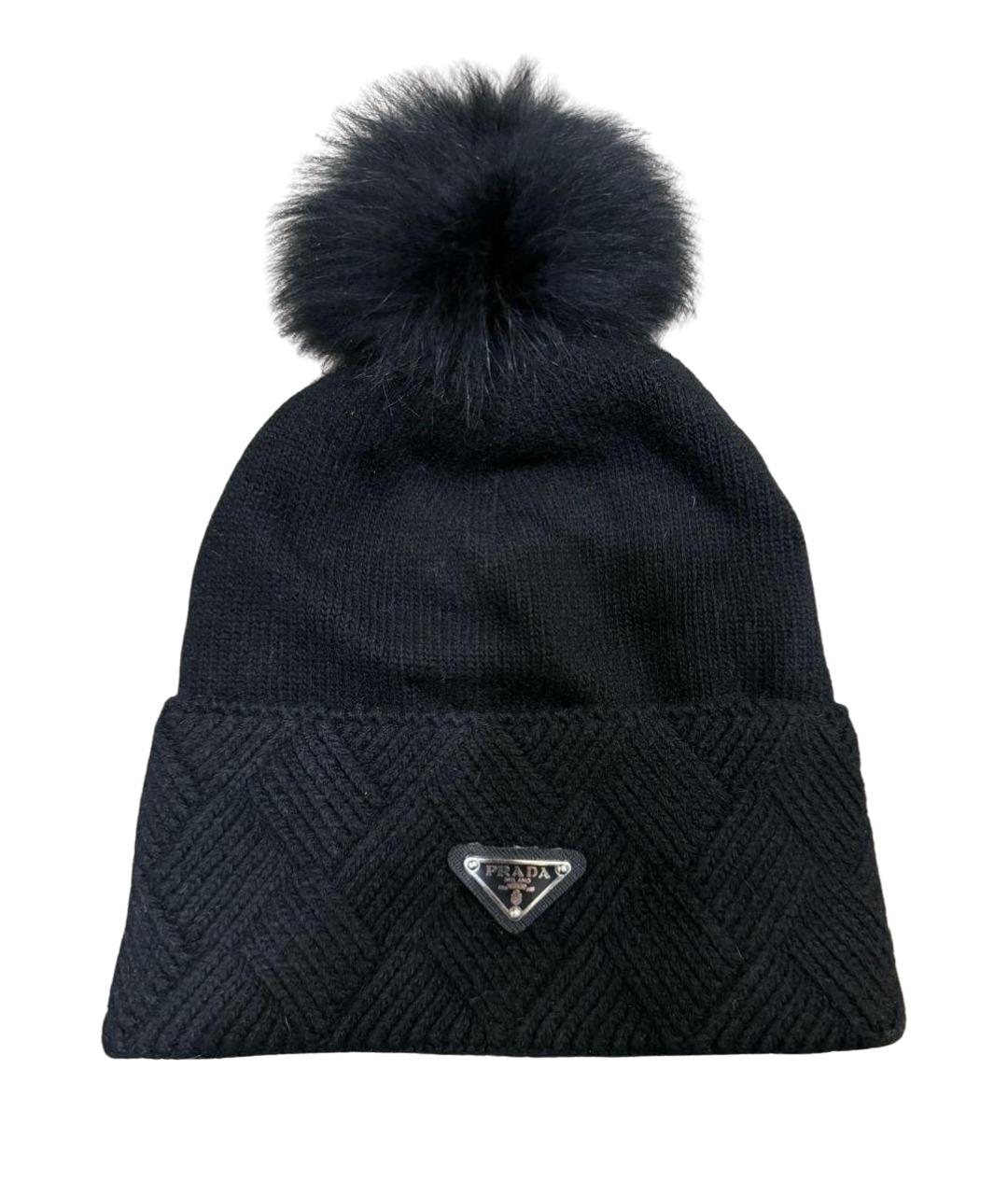 PRADA Черная шерстяная шапка, фото 1
