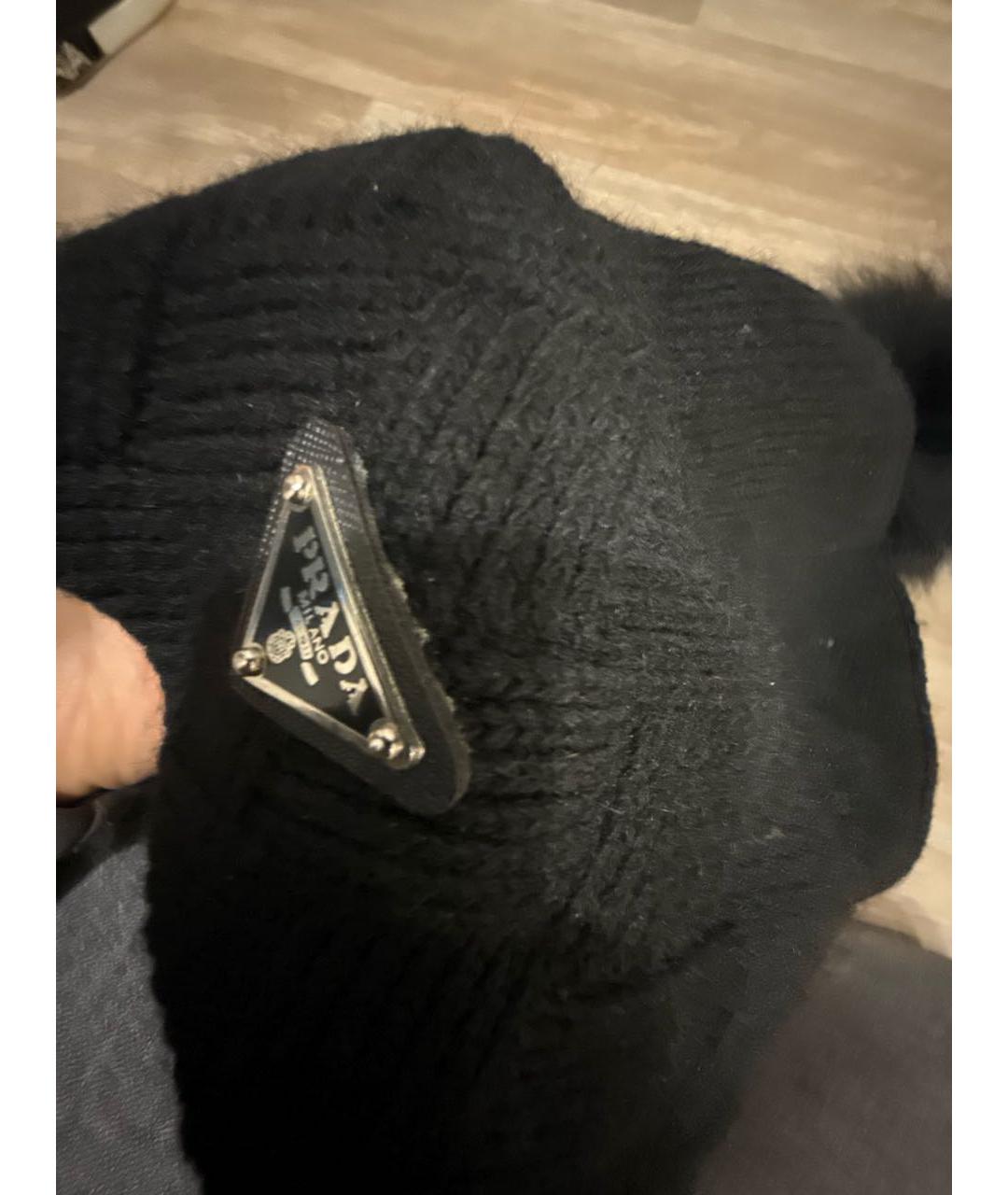 PRADA Черная шерстяная шапка, фото 3