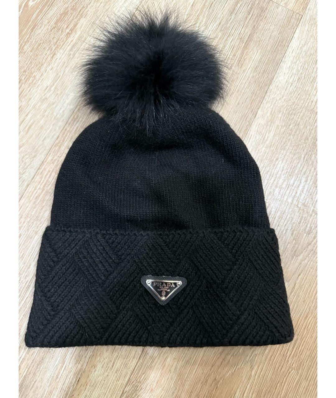 PRADA Черная шерстяная шапка, фото 5
