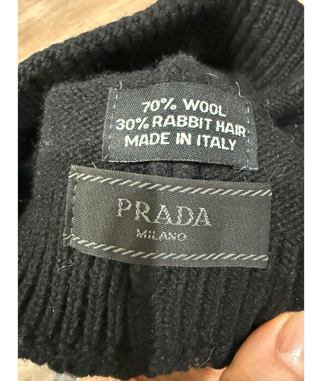 PRADA Черная шерстяная шапка, фото 4