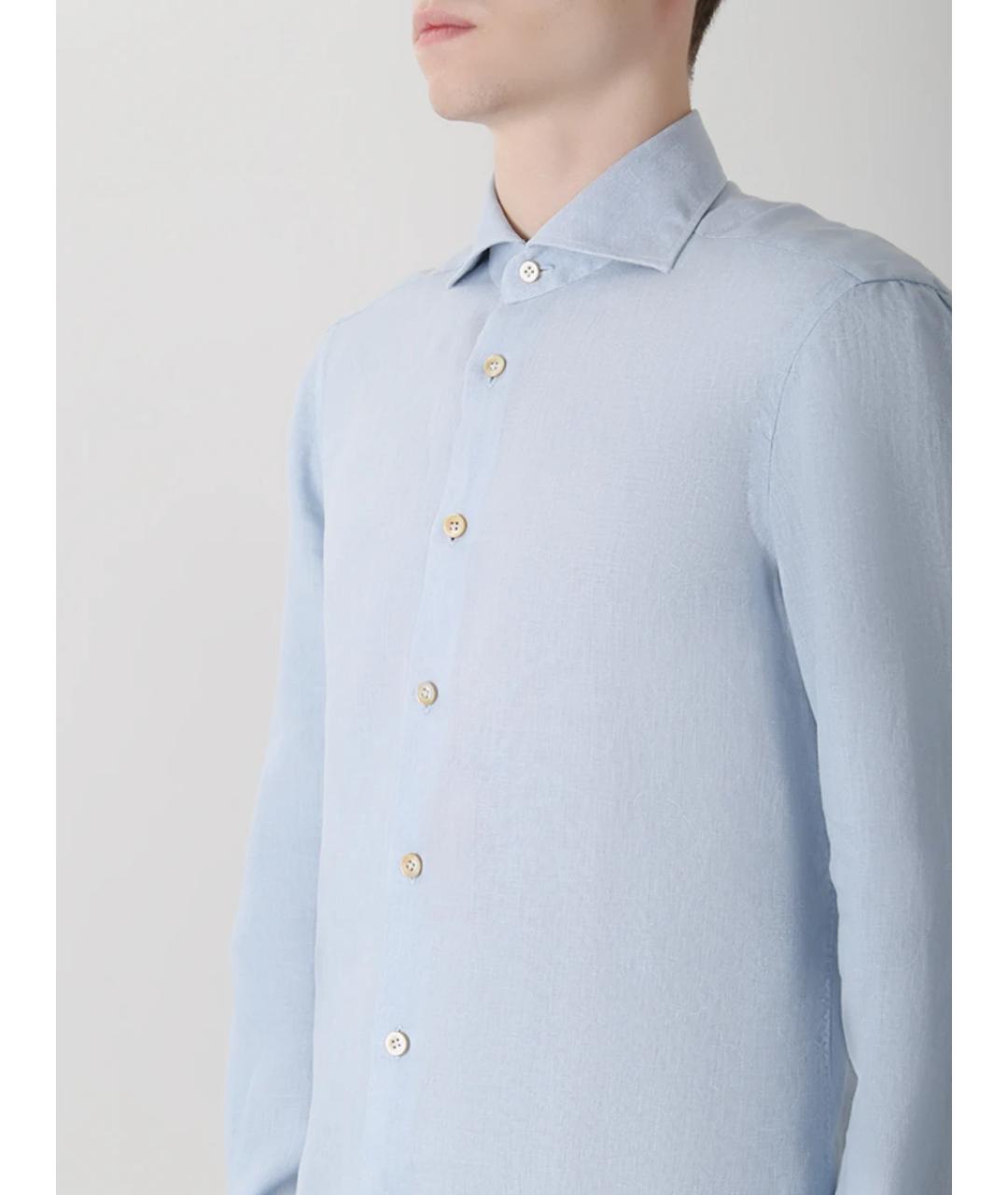 KITON Голубая льняная кэжуал рубашка, фото 5