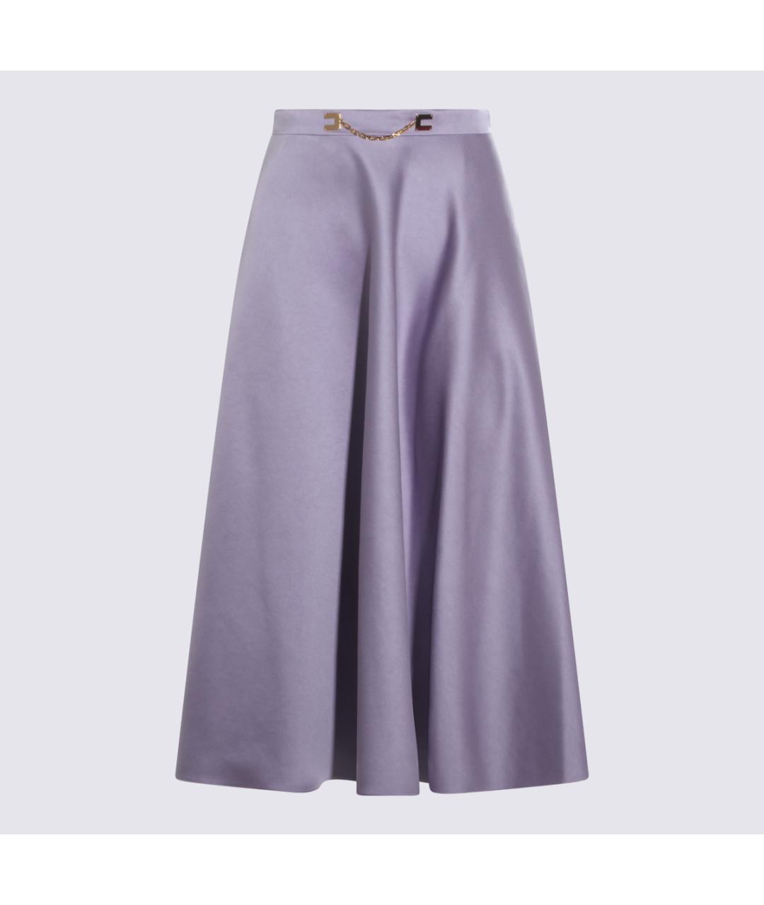 ELISABETTA FRANCHI Фиолетовая синтетическая юбка миди, фото 4
