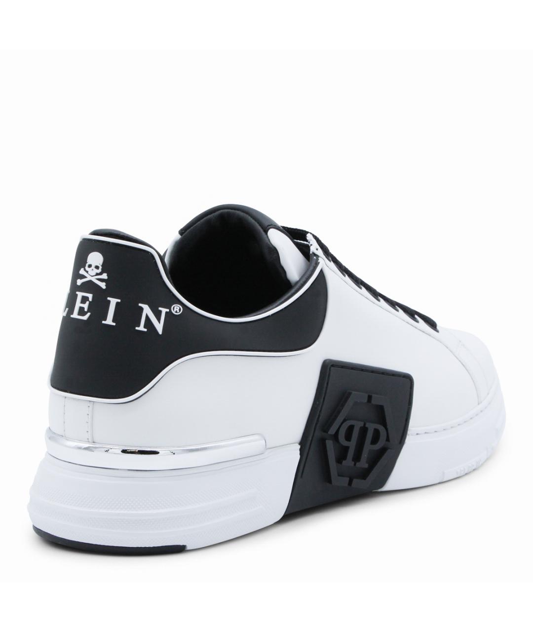 PHILIPP PLEIN Белые кожаные низкие кроссовки / кеды, фото 3