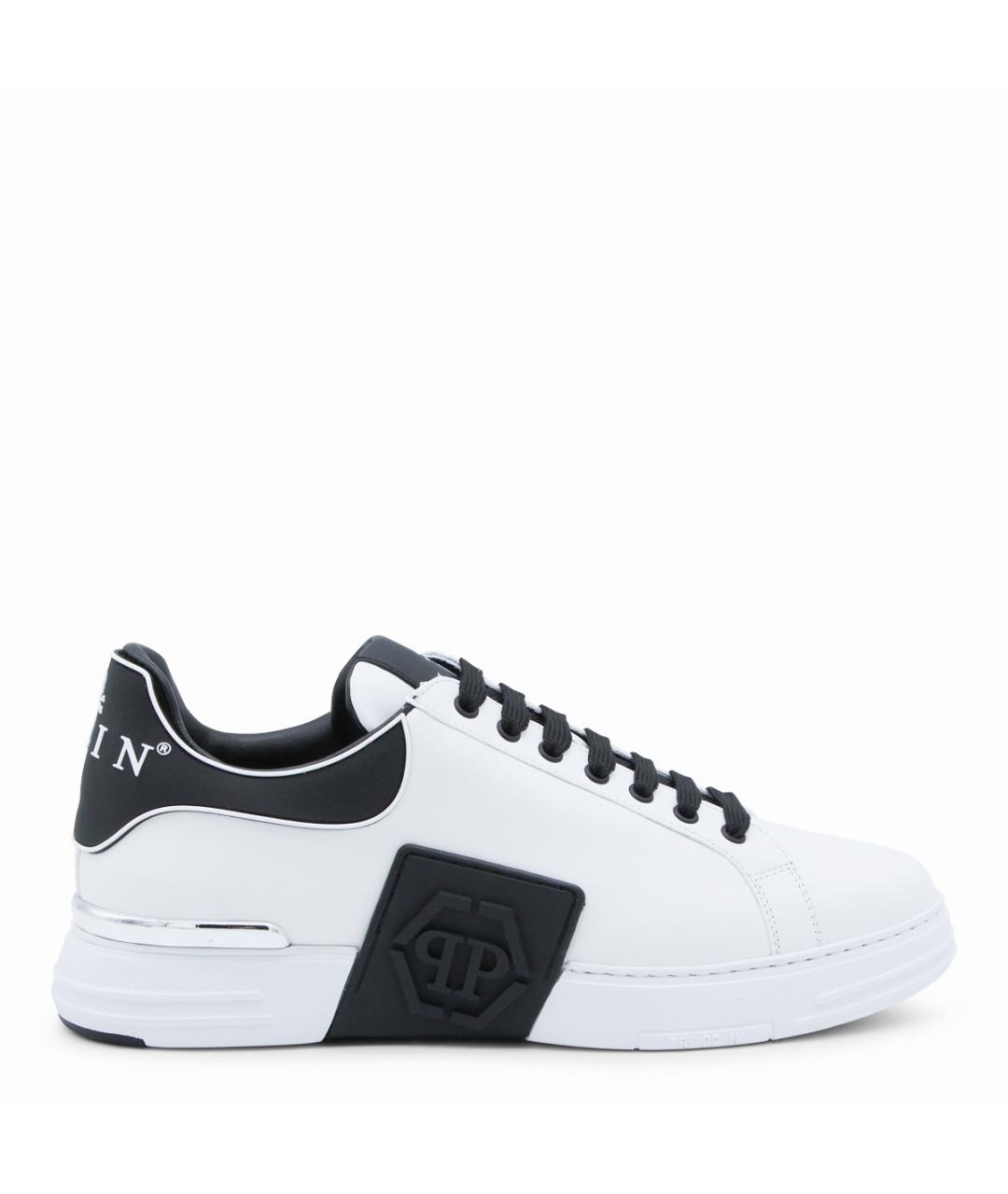 PHILIPP PLEIN Белые кожаные низкие кроссовки / кеды, фото 1