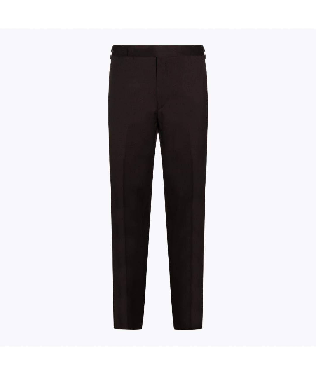LARDINI Коричневые шерстяные классические брюки, фото 5